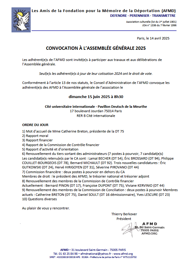 convocation paris 2025